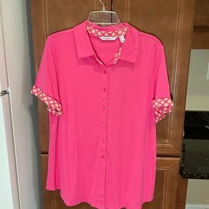 Isaacmizrahilive Womens Polo Short sleeve Blouse Shirt Size L NEW With out tag